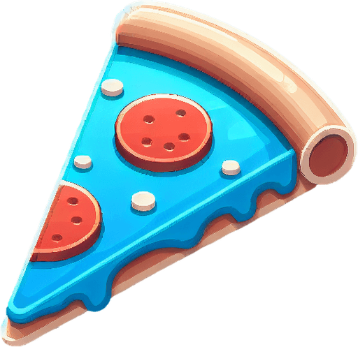 a slice of pizza on a transparent background, predominantly azur. Slice of pizza.
Single Game Texture. In-Game asset. 2d. Blank background. High contrast. No shadows.