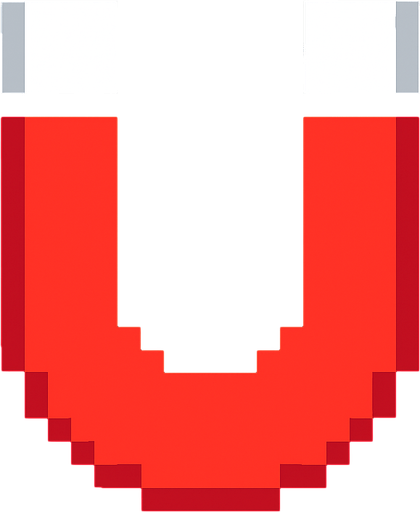 a magnet icon. 8 bit pixel art.
In-Game asset.  2d.  High contrast.  No shadows