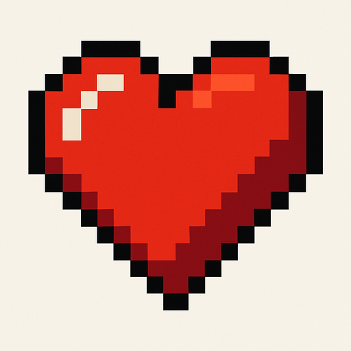 Pixel art Heart.
In-Game asset.  High contrast.  No shadows