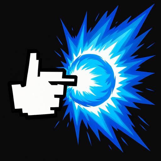 Cursor hadouken overpowed.
In-Game asset.  2d.  High contrast.  No shadows