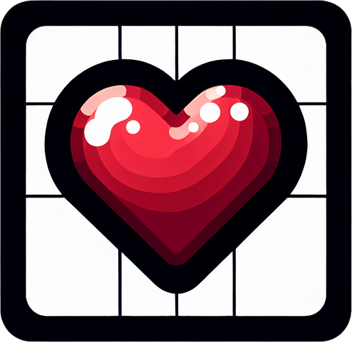 сердце.
Single Game Texture. In-Game asset. 2d. Blank background. High contrast. No shadows.