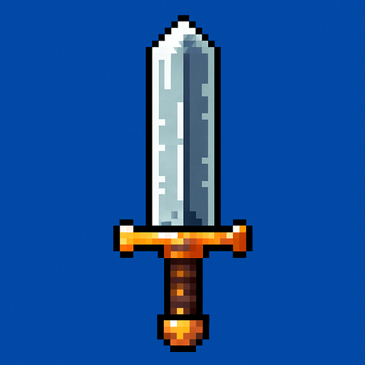 Quiero una espada de metal, estilo 32 bits.
In-Game asset.  2d.  High contrast.  No shadows