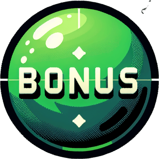 A Green ball written bonus.
Single Game Texture. In-Game asset. 2d. Blank background. High contrast. No shadows.