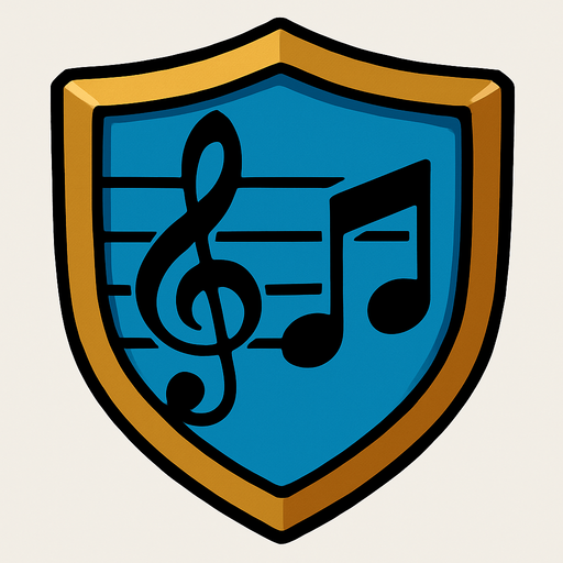 Music sheild.
In-Game asset.  2d.  High contrast.  No shadows