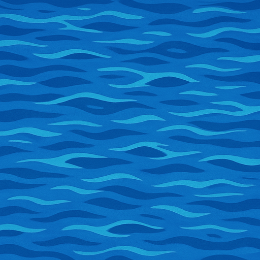 Kuş bakışı dalgasız bir okyanus görseli.
In-Game asset.  2d.  High contrast.  No shadows