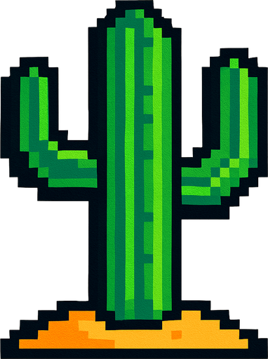 Cactus 2d style pixel 1980.
2d.  High contrast.  No shadows. 2d