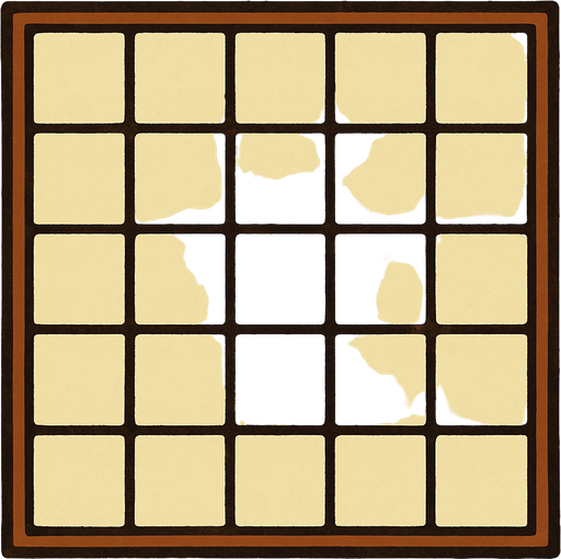 A 4x5 grid in professor Layton game  style.
In-Game asset.  2d.  High contrast.  No shadows