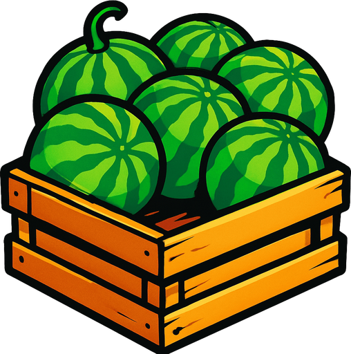 Fruit binadaki karpuz.
In-Game asset.  2d.  High contrast.  No shadows