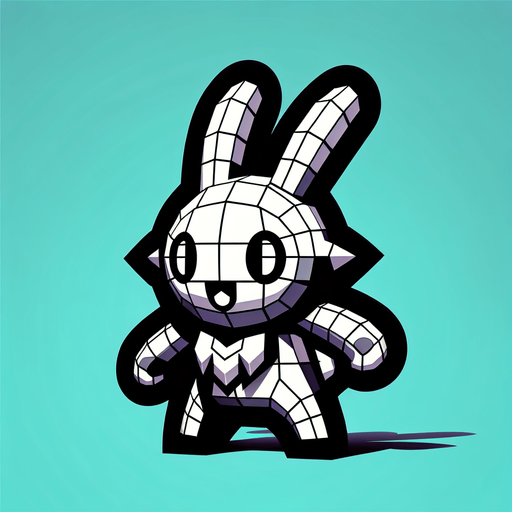 MG bunny.
Single Game Texture.  In-Game asset.  2d.  Blank background.  High contrast.  No shadows