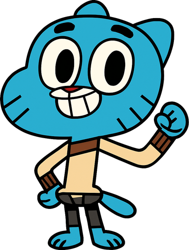 gumball çizgi film karakteri.
In-Game asset.  2d.  High contrast.  No shadows