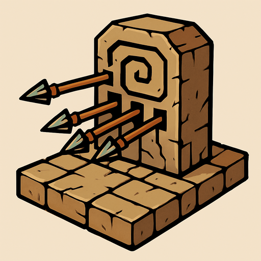 Ancient trap able to dispense arrows to PS it’s target.
In-Game asset.  2d.  High contrast.  No shadows