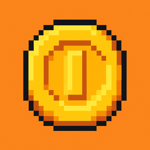 Pixel, 2d, Coin.
In-Game asset.  2d.  High contrast.  No shadows