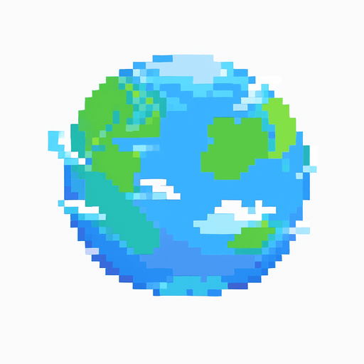 yalnızca pixel dünya kalacak, oyundaki düşman yerine bu görseli kullanacağım. yalnızca bu dünya kalsn pixel şekilde ve arka planı kaldır yani dünya dılındaki her şeyi kaldır