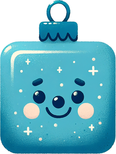 Perfectly square blue Christmas decoration. Cartoon. Cute art style