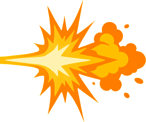 muzzle flash.
In-Game asset.  2d.  High contrast.  No shadows