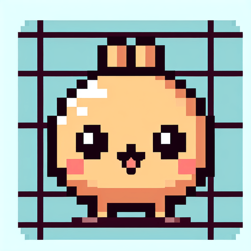 A minimalist simple pixel art cute character with a large head. 8 bit, front facing, kawaii, no shadow.
Single Game Texture. In-Game asset. 2d. Blank background. High contrast. No shadows.
