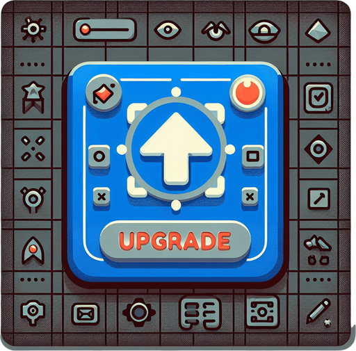 Upgrade button.
Single Game Texture.  In-Game asset.  2d.  Blank background.  High contrast.  No shadows