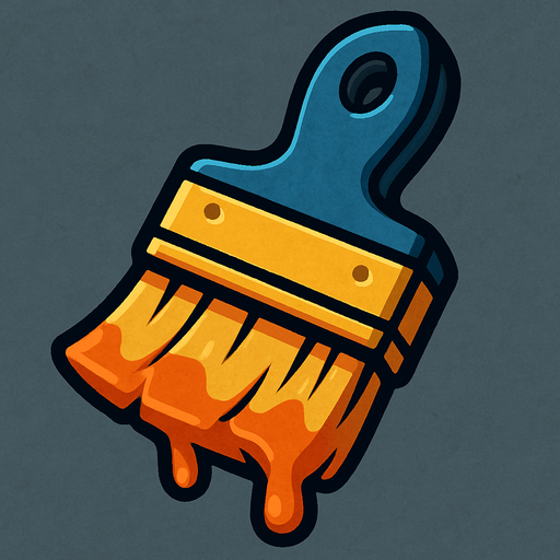 Paint brush.
In-Game asset.  2d.  High contrast.  No shadows