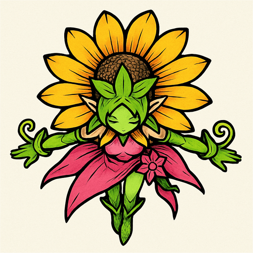 Lillymon, visto desde arriba, calidad y detalles altamente épicos.
In-Game asset.  2d.  High contrast.  No shadows