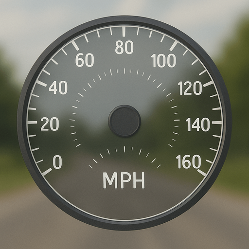 Transparent speedometer without hourhand, white numbers, Front view