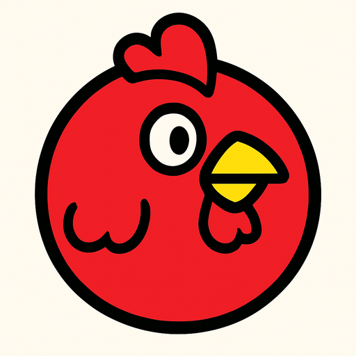 ball chicken and red.
In-Game asset.  2d.  High contrast.  No shadows