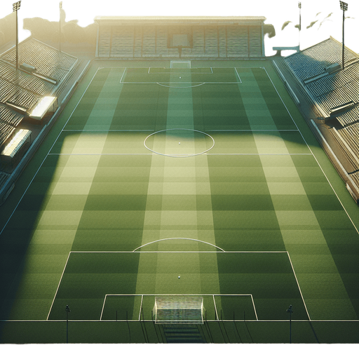 Football ground from middle.
Single Game Texture. In-Game asset. 2d. Blank background. High contrast. No shadows.
