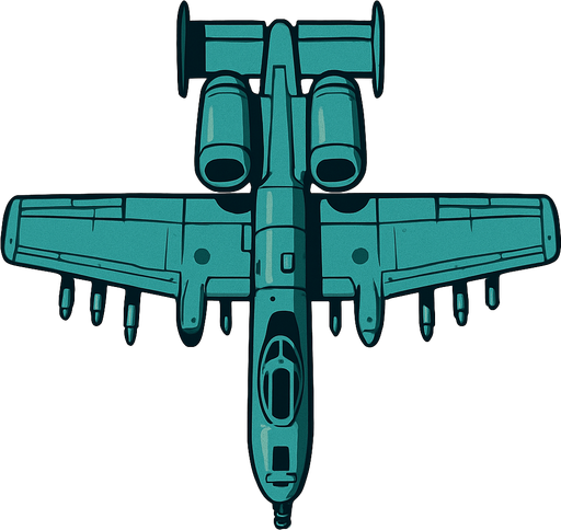 A-10 uppifrån.
In-Game asset.  2d.  High contrast.  No shadows