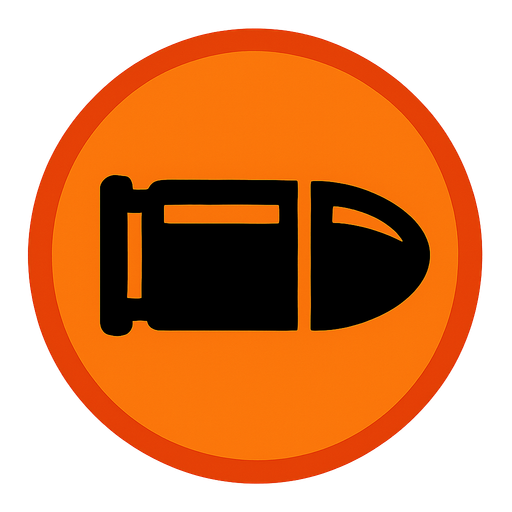 fireButton is round and orange with a bullet pattern..
In-Game asset.  2d.  High contrast.  No shadows