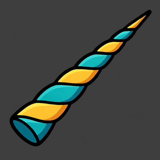 straight right pointing narwhal horn.
In-Game asset.  2d.  High contrast.  No shadows