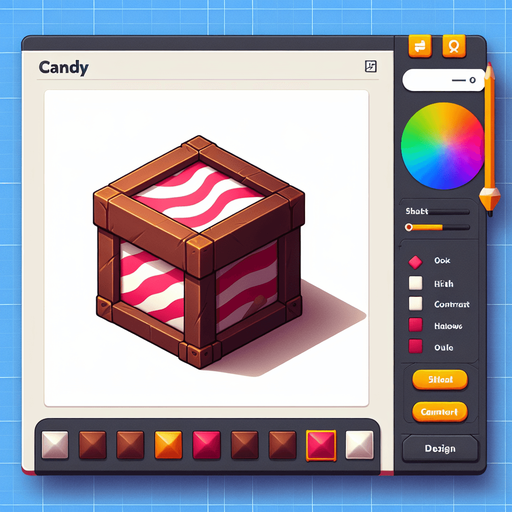 scatola caramelle.
Single Game Texture. In-Game asset. 2d. Blank background. High contrast. No shadows.