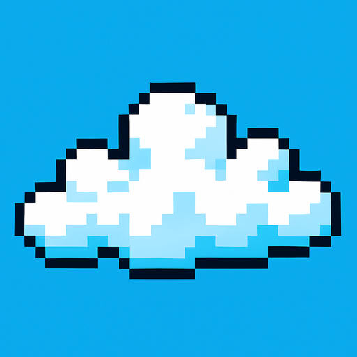 Una nube pixelar.
In-Game asset.  2d.  High contrast.  No shadows