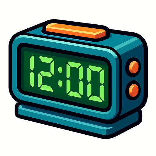 a closed digital clock.
In-Game asset.  2d.  High contrast.  No shadows