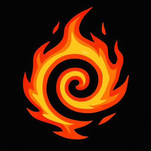 Alev spiral parçacık.
In-Game asset.  2d.  High contrast.  No shadows