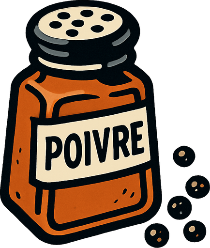 Poivre.
In-Game asset.  2d.  High contrast.  No shadows