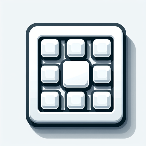 A white square with 9 smaller white squares grid aligned inside of it, like a sort of a menu item for a game interface..
Single Game Texture. In-Game asset. 2d. Blank background. High contrast. No shadows.
