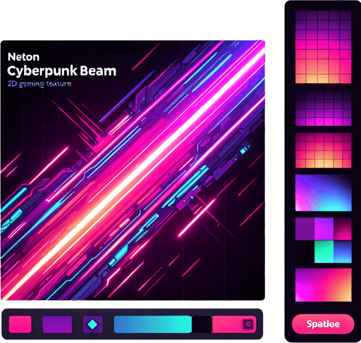 electrical neon colored cyberpunk beam..
Single Game Texture. In-Game asset. 2d. Blank background. High contrast. No shadows.