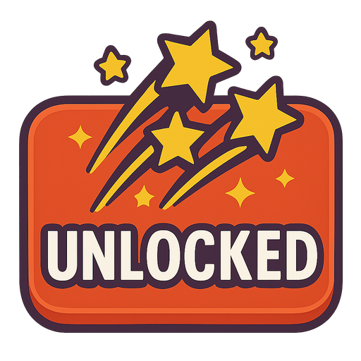 Shooting stars unlocked button.
In-Game asset.  2d.  High contrast.  No shadows