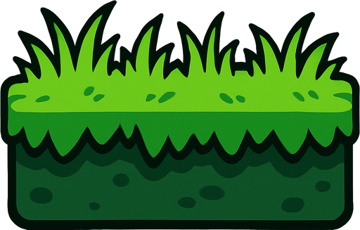 Que sea un un bloque alargado dd pasto.
In-Game asset.  2d.  High contrast.  No shadows