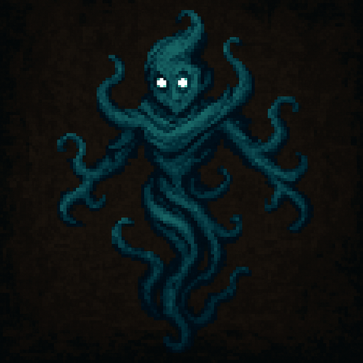 Air wisp character dark souls style 2d pixel art.
In-Game asset.  2d.  High contrast.  No shadows