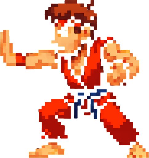 aduket pozu vermiş pixel bir adam avucunun içi boş olsun.
In-Game asset.  2d.  High contrast.  No shadows