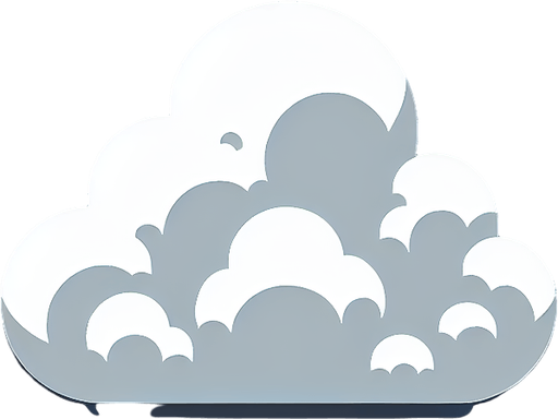 A single cloud.
Single Game Texture.  In-Game asset.  2d.  Blank background.  High contrast.  No shadows