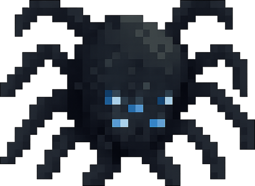 pixelart cave spider. No background. Transparent background. Blank background. No shadows. 2d. In-Game asset. flat
