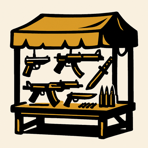 black market which sells weapon.
In-Game asset.  2d.  High contrast.  No shadows