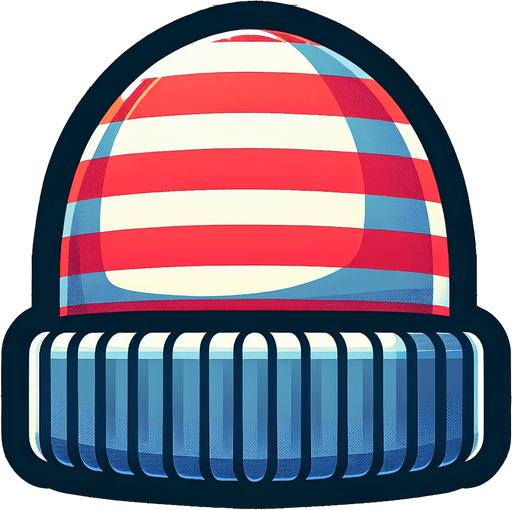 A striped beanie. Side profile. Cartoon..
Single Game Texture.  In-Game asset.  2d.  Blank background.  High contrast.  No shadows