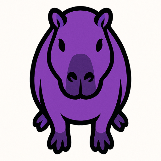 purple capybara top view.
In-Game asset.  2d.  High contrast.  No shadows