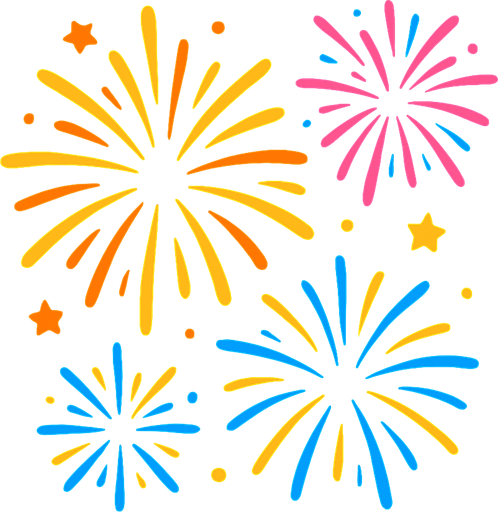 Fireworks.
In-Game asset.  2d.  High contrast.  No shadows