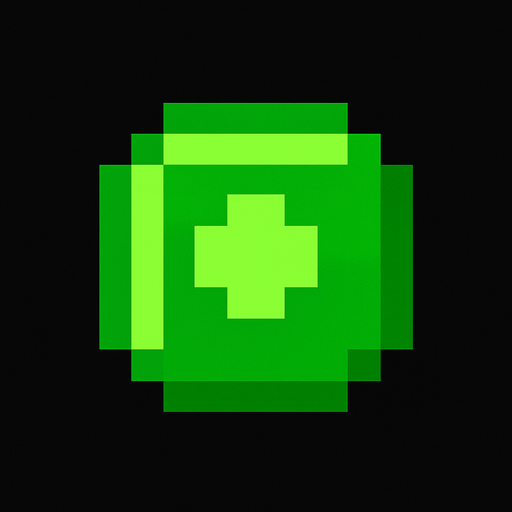 3x3 pixel green coin.
In-Game asset.  2d.  High contrast.  No shadows. retro arcade. Pixel art
