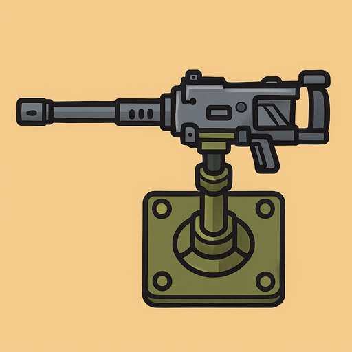 Üstten bakış yere sabitlenmiş silah.
In-Game asset.  2d.  High contrast.  No shadows