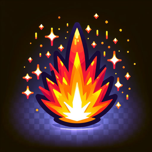 A bright spark. Cartoon.
Single Game Texture.  In-Game asset.  2d.  Blank background.  High contrast.  No shadows