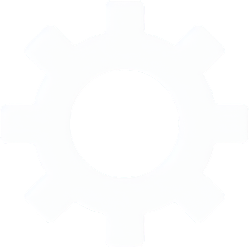 UI cog icon. white.
2d.  No shadows